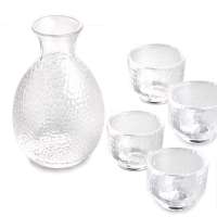 Japanese hammer pattern transparent glass clear wine pot  set