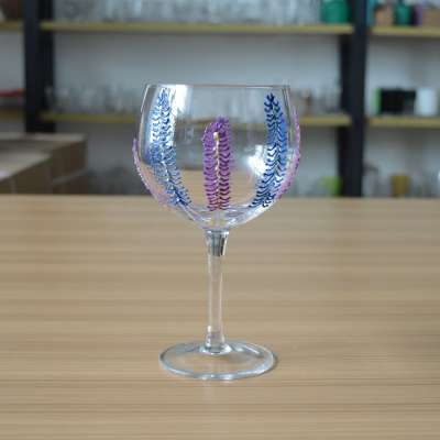 High quality custom creative lavender painting wine glass cups for collection