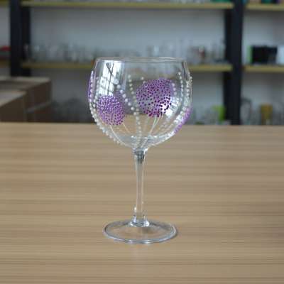 High quality custom lavender painting wine glass cups for collection