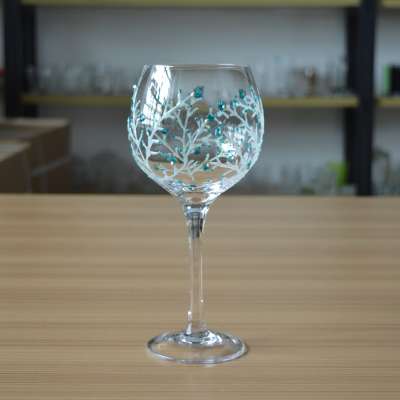 High quality custom frozen snow painting cartoon wine glass cups for collection