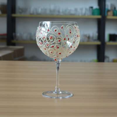 High quality stemware custom full painting wine glass for collection