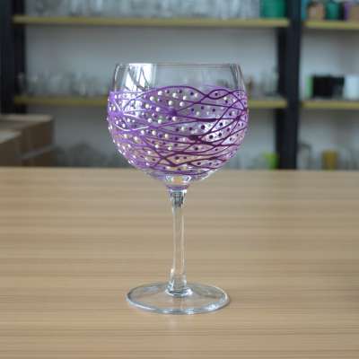 High quality custom full purple painting wine glass cups for collection